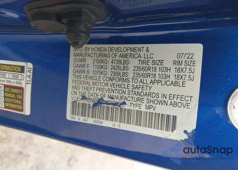 2022 Honda Cr-V Awd Ex from USA, damaged, VIN 7FARW2H50NE039590